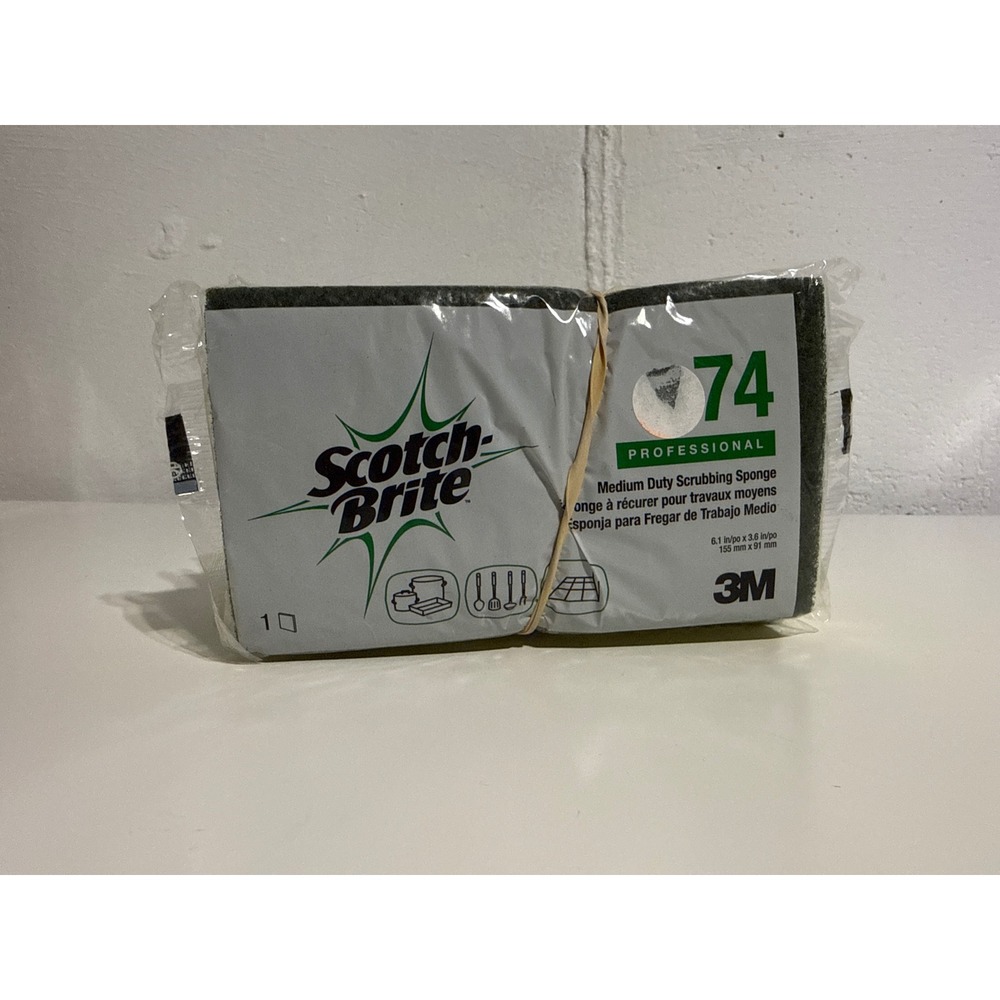 3M Scotch-Brite 74 Professional Medium Duty Scrubbing Sponge 4 Pack Yellow Green